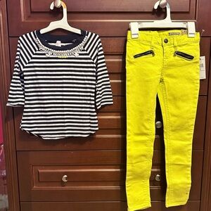 Children's Striped Top and Yellow Pants Set